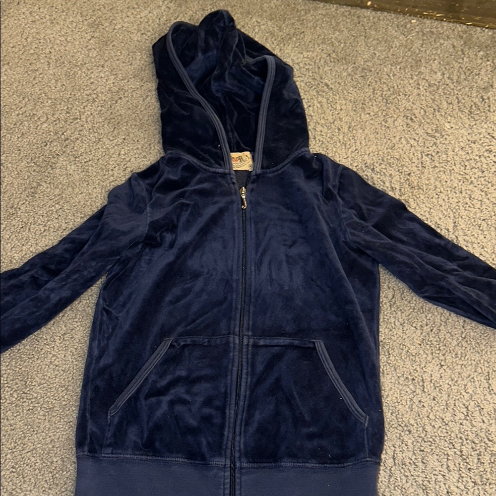 Juicy couture Navy Blue Velvet Hoodie size medium